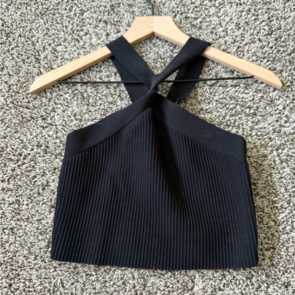 Sincerely Jules Black Cross-front Women's Top